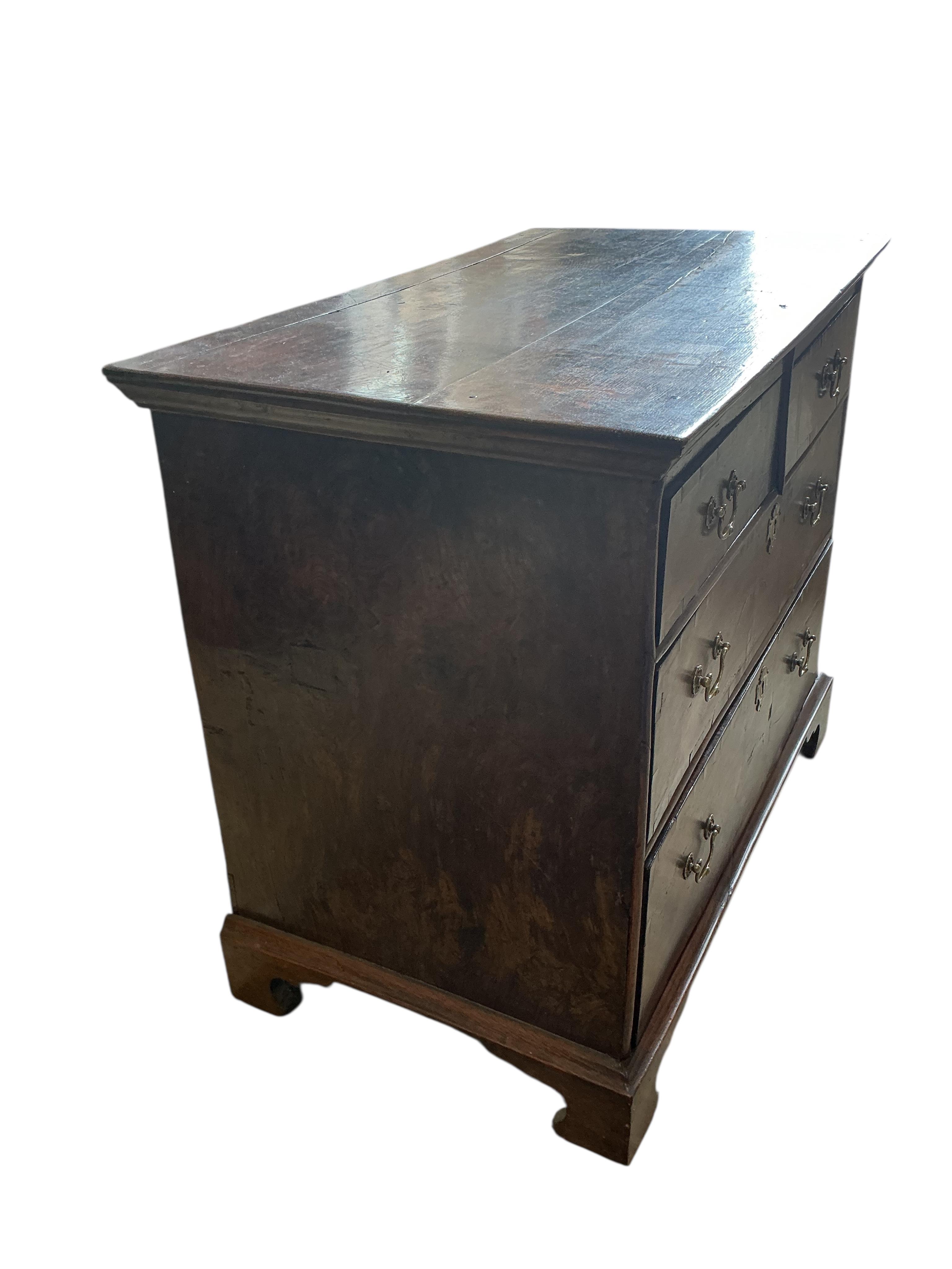 A small George III banded oak chest of four drawers, width 90cm, depth 53cm, height 78cm